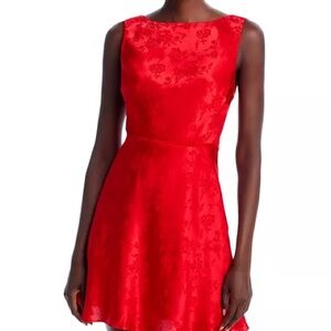 Elegant Scarlet Floral Mini Dress